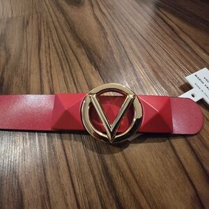 Mario Valentino Red and Gold Statement Belt